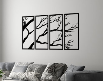 Tree Branches Minimalist Metal Wall Art, Modern Natural Living Room Decor, Bedroom Decoration, Housewarming Gift