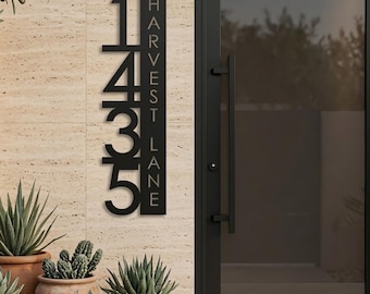 Custom Laser Cut Modern House Numbers Sign, Metal Address Plaque for Outdoor Use, Personalized Home Identification, Modern House Number Sign