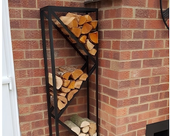 5 Comparments Vertical Firewood Storage/Log Holder/Farmhouse Decor