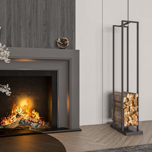 Modern Minimalist Indoor Firewood Rack Holder for Fireplace and Living Room Decor
