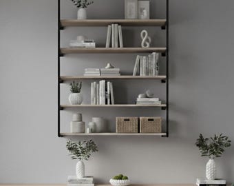 Modern Ceiling Mounted Bookshelf – Industrial Floating Shelf