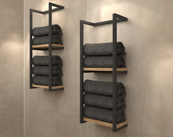 Storage for Towel & Blanket, Shelf for Book and Spices, Wooden and Metal Design