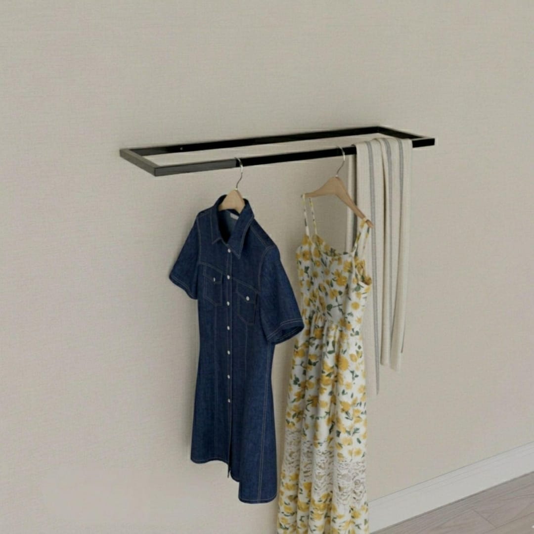 Modern Metal Clothing Rack, Wall Mounted Garment Bar, Industrial ...