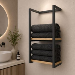 Storage for Towel & Blanket, Shelf for Book and Spices, Wooden and Metal Design