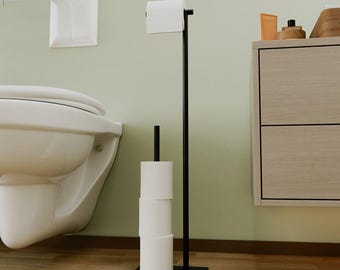 Modern Free Standing Toilet Paper Holder, Minimalist Bathroom Organizer