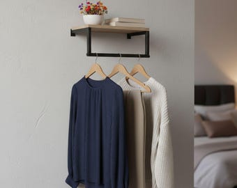 Wall Mounted Clothes Rack, Heavy Duty Industrial Garment Rail