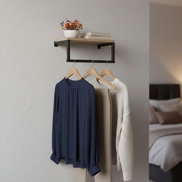 Wall Mounted Clothes Rack, Heavy Duty Industrial Garment Rail