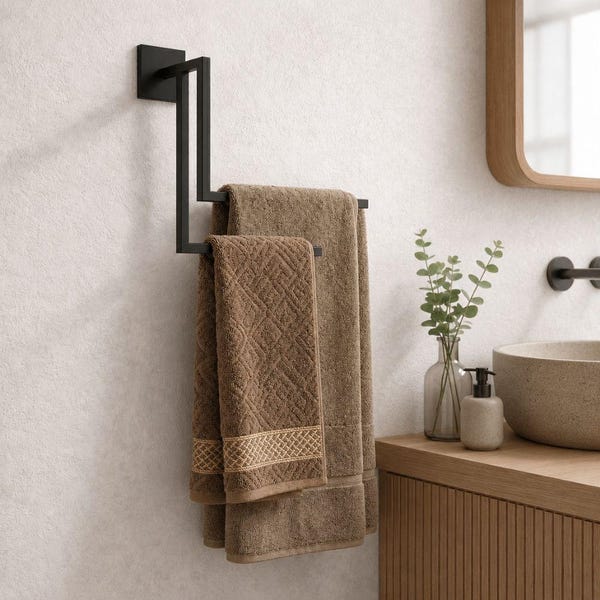 Metal Double Towel Bar, Minimalist Metal Bathroom Holder, Wall Mounted Rack