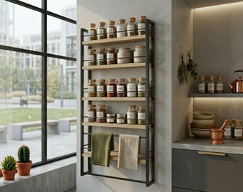 Spice Rack Shelf Metal Storage, Functional Kitchen Decor, Housewarming Gift