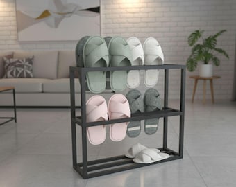Metall-Hausschuh-Regal, moderner Eingangs-Organizer, minimalistischer Indoor-Schuhständer, luxuriöser Pantoffelhalter