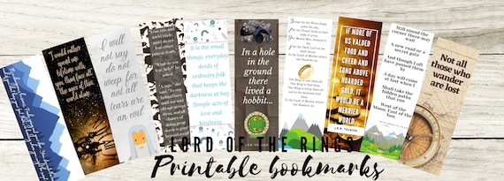 Digital Printable Bookmarks Lord of the Rings &amp; The Hobbit | Etsy