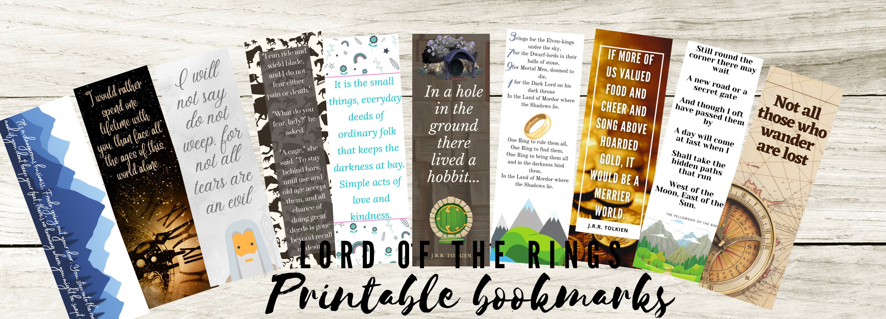 Songs of the Hobbit Bookmarks Set of 4 Printable Bookmarks 