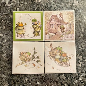 Frog & Toad "Winter Scenes" (C)-Ceramic Coasters- Set of 4 Variety