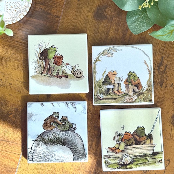 Frog & Toad (A)-Ceramic Coasters- Set of 4 Variety