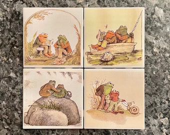 Frog & Toad (A)-Ceramic Coasters- Set of 4 Variety