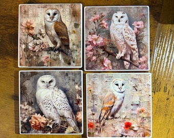 Owl Ceramic Coasters- Set of 4 Variety