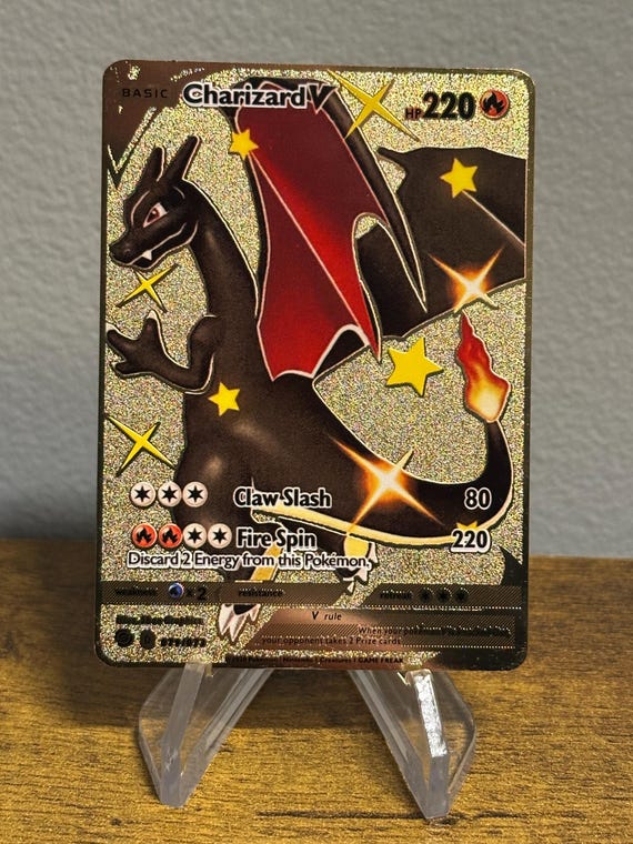 Charizard V: Custom Metal Pokmon Card