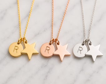 Star Initial Necklace: Personalized Letter Pendant, Custom Jewelry