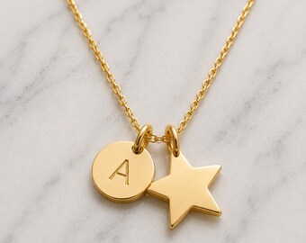 Personalized Star Initial Necklace: Custom Letter Charm, Hand-Assembled