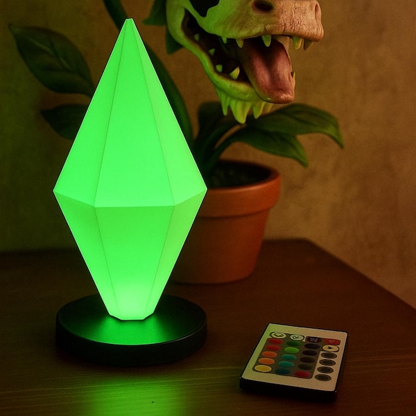 RGB-lamp geïnspireerd op de Plumbob uit The Sims – 3D-geprint