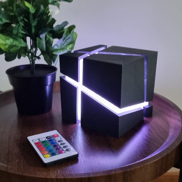 Lampe Intérieure Cube Fissurée Science-Fiction - Éclairage Ambiant Futuristes - Éclairage Ambiant avec Effets RGB