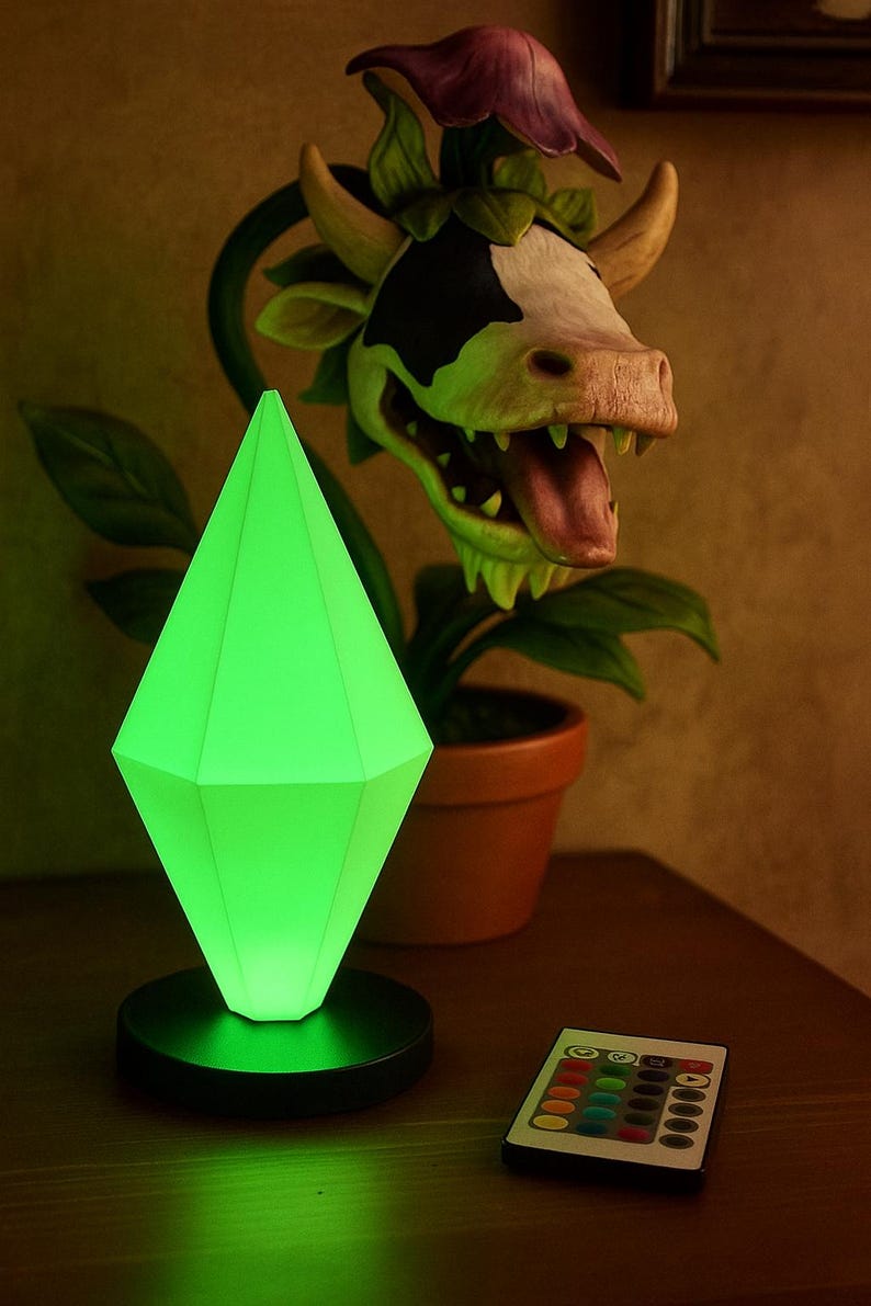 Lámpara RGB inspirada en Los Sims Plumbob – Impresa en 3D