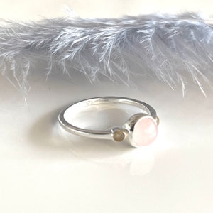 Dainty rose quartz 925 silver ring in size 59 engagement ring stone ring real jewelry women's ring image 2