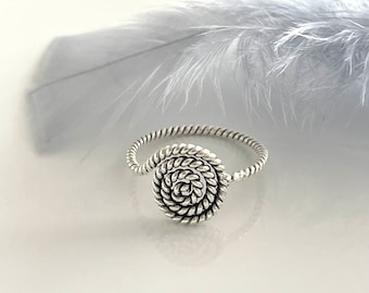 Twisted ring wrap ring size 60 and 61 spiral silver 925 spiral ring fine spiral ring boho unique ring for her