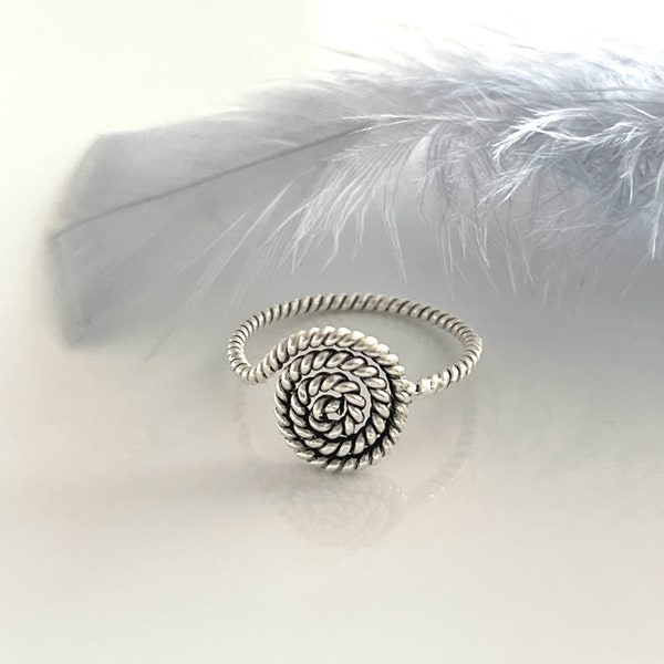 Gedrehter ring Wickelring Größe 60 und 61 Spiral Silber 925 Spiral Ring Feiner Spiralring Boho Unikat Ring für Sie