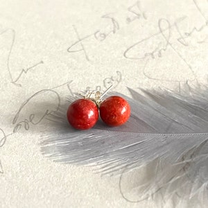 Coral stud earrings 925 silver gemstone stud earrings Timeless earrings Coral stud earrings stone 925 silver stone silver earrings image 6