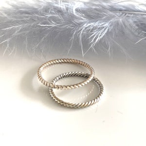 Silver Woven Ring Twisted 925 Silver Ring Braided Minimalist Narrow Ring Thin Ring for Her