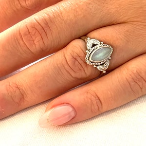 Against the Current Ring 925 Silver Ring with Moonstone Engagement Ring Moonstone Jewelry Best Friend Ring Gift for Her