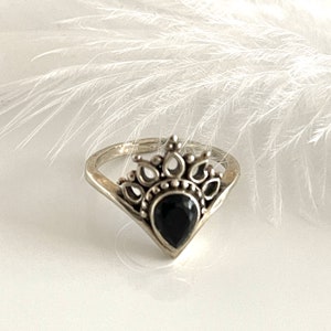 Anillo de compromiso anillo de ónix 925 anillo de piedra de PLATA anillo solitario anillo de piedras preciosas Anillo de mujer fino y delicado
