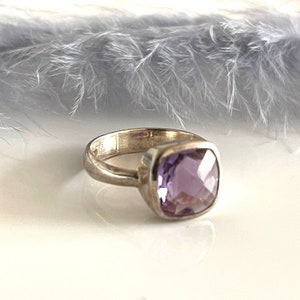 Amethyst ring size 57 and 58 Natural high quality 925 SILVER RING Faceted gemstone ring Minimalist women's ring