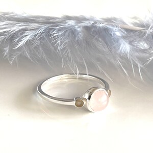 Dainty rose quartz 925 silver ring in size 59 engagement ring stone ring real jewelry women's ring image 5