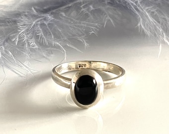 Bague onyx noir 925 bague en argent taille 57 bague minimaliste bague de fiançailles bague femme