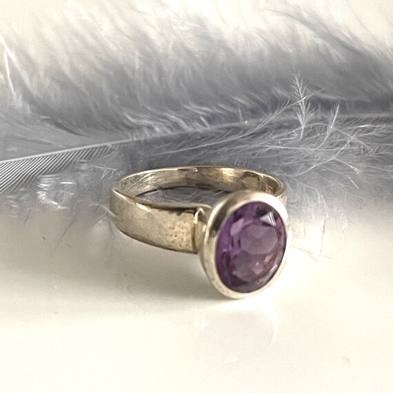 Bague Argent 925 Avec Améthyste Violet Très Clair (parme) - Taille 57, Comme Neuf