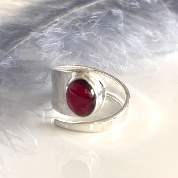 Anello in argento GRANATO regolabile Anello di dichiarazione di alta qualità Elegante anello in argento 925 per anelli da donna di ogni dimensione