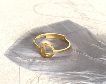 Verstellbarer Ring Initial Offener Ring Personalisierter Initialring Minimalistischer Ring in gold silber Edelstahlring Stapelring füe Sie