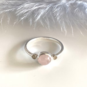 Dainty rose quartz 925 silver ring in size 59 engagement ring stone ring real jewelry women's ring image 3