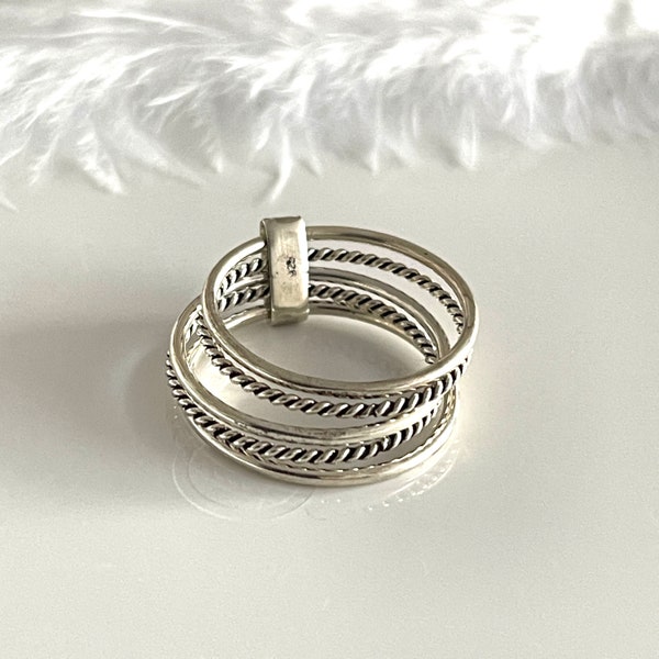 Ringset 5 teilig Wochenring 925 Silber Größe 56 Stapelringe Minimalistischer Damenring