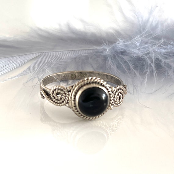 Echter ONYX 925 SILBERRING Größe 58 Filigraner Silber Ring