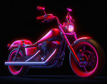 A Neon Synthwave Harley Davidson - Digital Download PNG - 4096x4096 px 300dpi - Synthwave Art