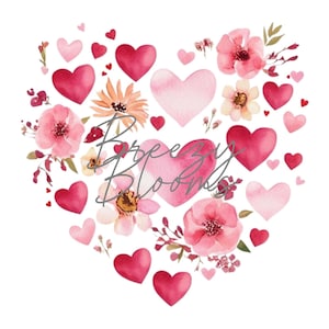Pink Hearts Watercolor Print - Digital Download Wall Art for Home Decor, Nursery, Valentine&#39;s Day, and Gifts
