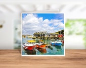 Mevagissey Harbour Card, Mevagissey Harbour Birthday Card , Mevagissey Harbour Thank you Card, Mevagissey  Coaster, Mevagissey Harbour Print