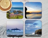 Cornish Seascape Coasters, Cornwall Seaview Coasters, Available Individually or As a Set of 4