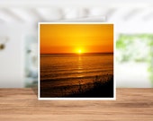 Bude Sunset Greeting Card,Sunset Birthday Card, Cornish Bude Sunset Anniversary Card,Cornish Sunset Thank you Card, Sunset Coaster,ceramic
