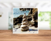 Zen Stones Greetings Card, Card for Zen Stone Lovers, Zen Stones On the Beach Card, Zen Stones Thank you Card, Zen Stones Birthday Card.