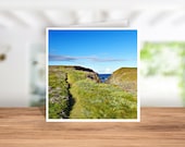 Springtime Treyarnon Bay Cornwall Card, Seascape Card,  Birthday Card, Cornish Anniversary Card, Cornish Coastal Path Card, Coaster