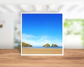 Deserted Holywell Beach Card, Cornish Holywell Seascape Card, Holywell Beach Anniversary Card, Holywell Bay Birthday Card, Holywell Card